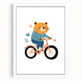 Adorable Bear on Bicycle Wall Art - Girls Room & Playroom Decor