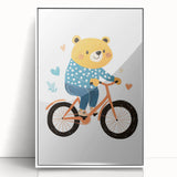 Adorable Bear on Bicycle Wall Art - Girls Room & Playroom Decor
