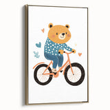 Adorable Bear on Bicycle Wall Art - Girls Room & Playroom Decor