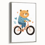 Adorable Bear on Bicycle Wall Art - Girls Room & Playroom Decor