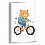 Adorable Bear on Bicycle Wall Art - Girls Room & Playroom Decor