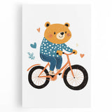 Adorable Bear on Bicycle Wall Art - Girls Room & Playroom Decor
