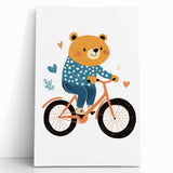 Adorable Bear on Bicycle Wall Art - Girls Room & Playroom Decor