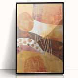 Large abstract wall art depicting autumn trees in warm orange and red tones on a black acrylic framed print.