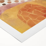 Art Deco poster featuring an autumnal scene with orange and brown hues on a rolled canvas, suitable for dining room decor.