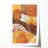 Rolled print of autumnal floral art in warm orange and brown tones, ideal for dining room decor.