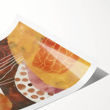 Extra large wall art featuring line art flowers in muted autumn colors on a rolled print.