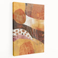 Autumn-themed abstract art on large stretched canvas with warm orange and brown tones, suitable for kitchen wall art.
