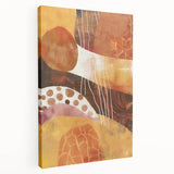 Autumn-themed abstract art on large stretched canvas with warm orange and brown tones, suitable for kitchen wall art.