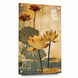Vintage Lotus Living Room Wall Art - Modern Canvas & Framed Print