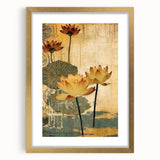 Vintage Lotus Living Room Wall Art - Modern Canvas & Framed Print