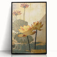 Vintage Lotus Living Room Wall Art - Modern Canvas & Framed Print