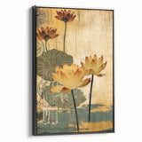 Vintage Lotus Living Room Wall Art - Modern Canvas & Framed Print