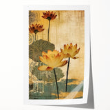 Vintage Lotus Living Room Wall Art - Modern Canvas & Framed Print