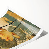 Vintage Lotus Living Room Wall Art - Modern Canvas & Framed Print