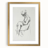 Abstract figurative frame with a gold mat, showcasing a modern art piece against a neutral background, perfect for contemporary home decor.