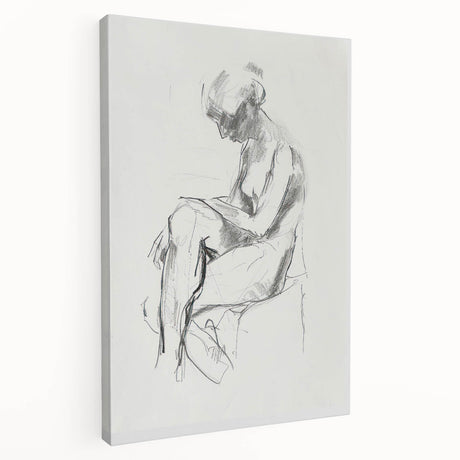 Abstract figurative stretched canvas artwork showcasing vibrant colors and dynamic shapes, viewed from the side, perfect for modern home decor.