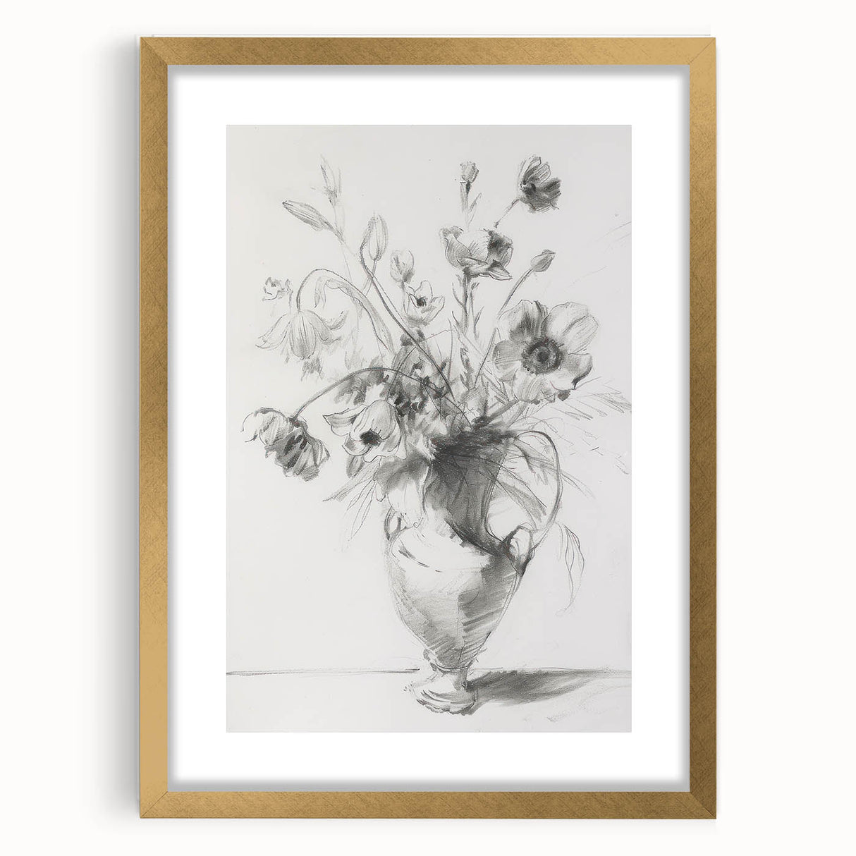 Abstract floral frame with a gold mat, showcasing vibrant colors and intricate patterns, perfect for modern home decor and art enthusiasts.