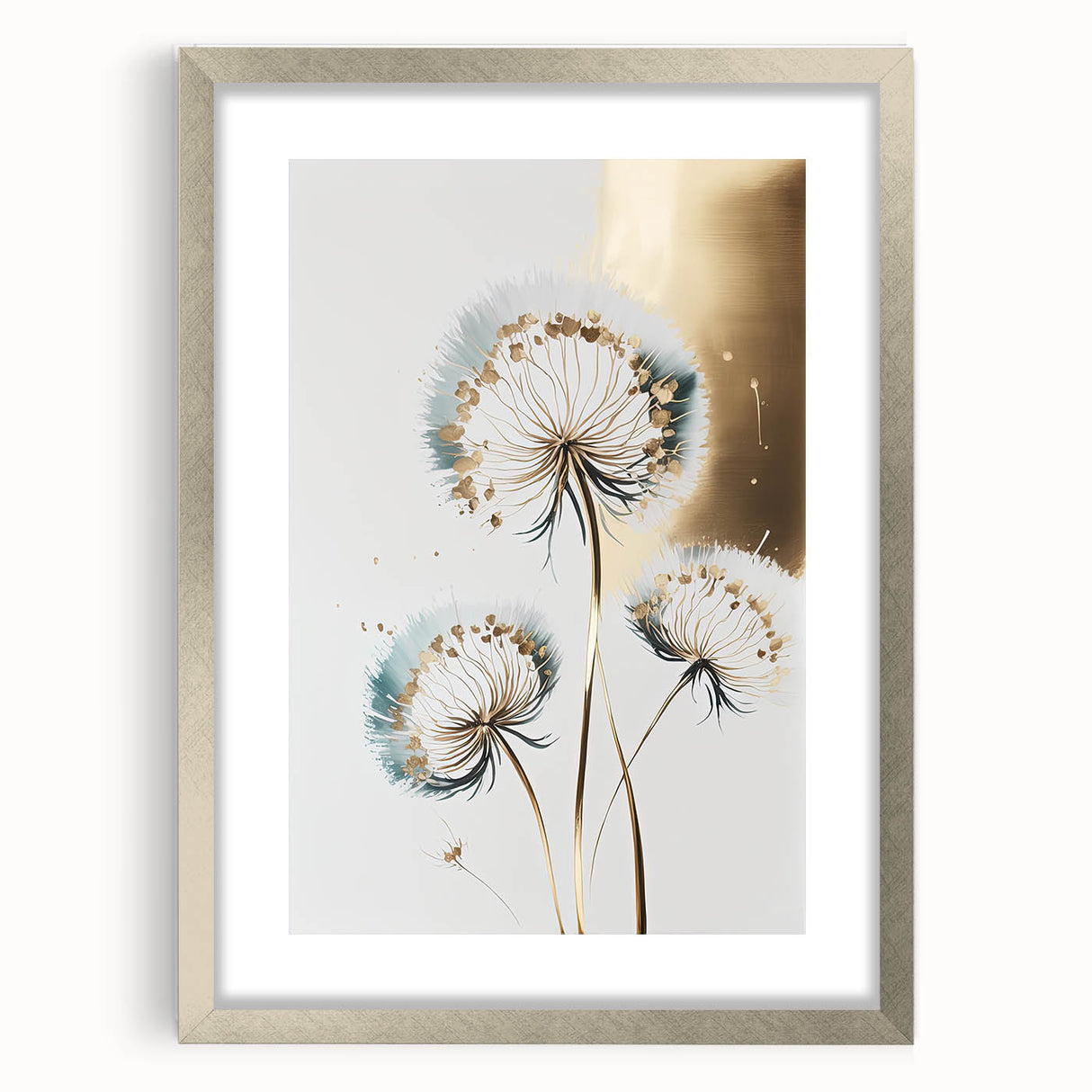Abstract floral frame with a silver mat, showcasing vibrant colors and intricate designs, perfect for enhancing modern home decor. Ideal for art enthusiasts and interior design lovers.