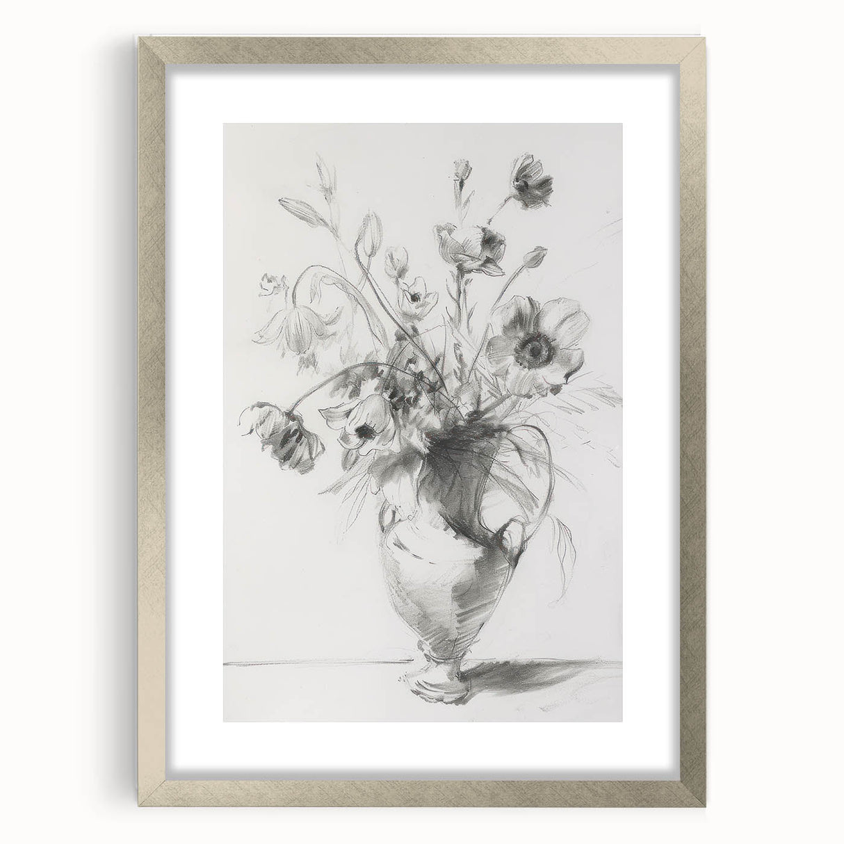 Abstract floral frame with a silver matte finish, showcasing vibrant colors and intricate designs, perfect for modern home decor and enhancing any space.