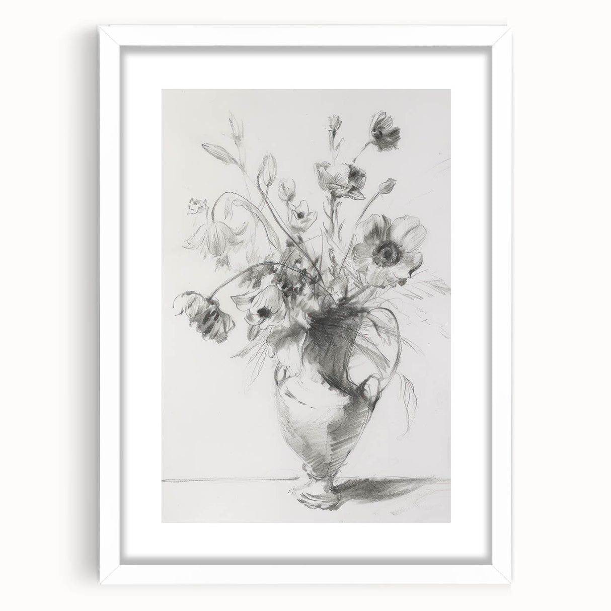 Abstract floral frame design in white matting, showcasing vibrant colors and intricate patterns, ideal for enhancing home decor. Perfect for modern interiors.
