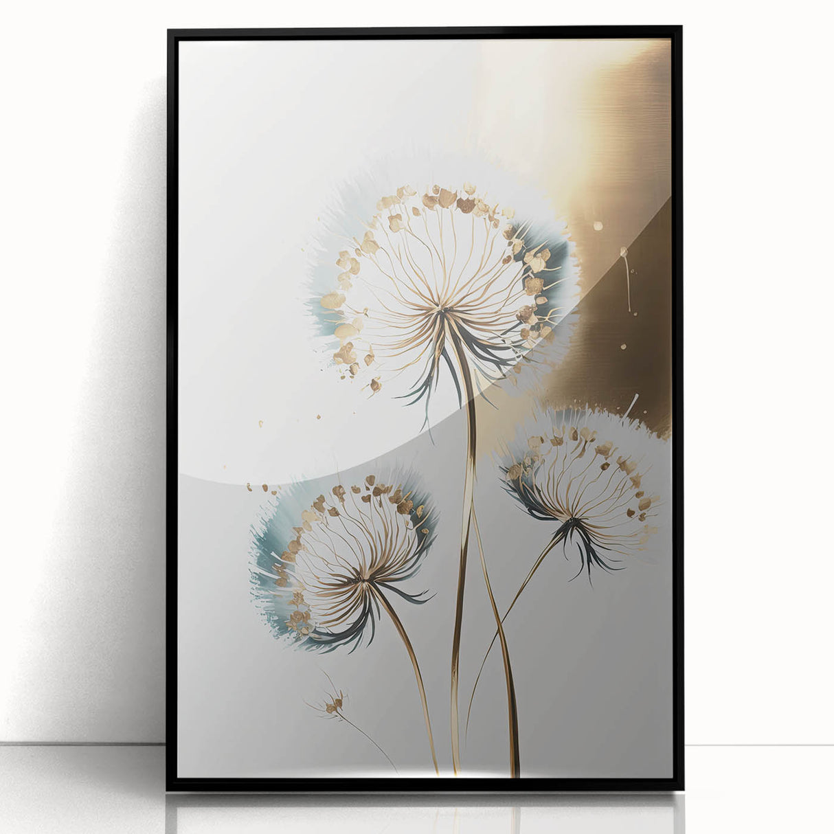 Framed acrylic artwork displaying a vibrant abstract floral design in hues of pink, orange, and green, set against a sleek black frame for modern decor. Perfect for contemporary home styling or office spaces.