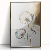 Framed abstract floral artwork in a gold-accented acrylic display, showcasing vibrant colors and intricate patterns, perfect for modern home decor.