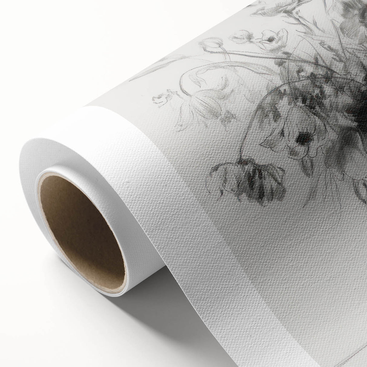 Vibrant abstract floral artwork on rolled canvas displaying bold colors and intricate patterns, ideal for modern home decor, packaged securely in a protective tube.