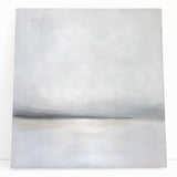 Abstract landscape stretched canvas artwork showcasing vibrant colors and fluid shapes, leaning against a neutral wall, ideal for modern home decor.