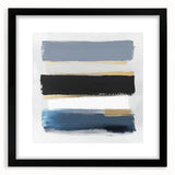 Geometric Abstract Wall Decor – Navy, Gold & Gray Brush Canvas Art