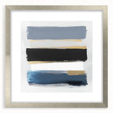 Geometric Abstract Wall Decor – Navy, Gold & Gray Brush Canvas Art