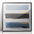 Geometric Abstract Wall Decor – Navy, Gold & Gray Brush Canvas Art