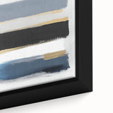 Geometric Abstract Wall Decor – Navy, Gold & Gray Brush Canvas Art