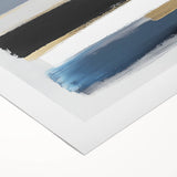 Geometric Abstract Wall Decor – Navy, Gold & Gray Brush Canvas Art