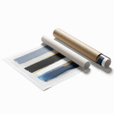 Geometric Abstract Wall Decor – Navy, Gold & Gray Brush Canvas Art