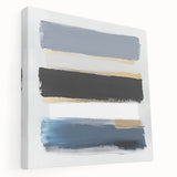 Geometric Abstract Wall Decor – Navy, Gold & Gray Brush Canvas Art