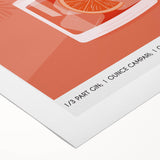 Art deco poster featuring a stylized cocktail glass in vibrant orange and blue tones on a rolled canvas.