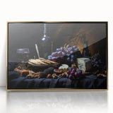 Large acrylic print featuring assorted fruits in mid-century modernist style with vibrant colors, ideal for nursery wall art.