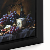 Extra large black wall art featuring colorful, textured fruits on framed canvas, ideal for living room decor.
