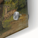 Peaceful Realism Art Print of Deer in a Dense, Lush Forest Landscape