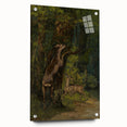 Peaceful Realism Art Print of Deer in a Dense, Lush Forest Landscape