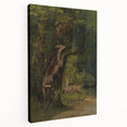 Peaceful Realism Art Print of Deer in a Dense, Lush Forest Landscape