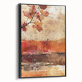 Black and white landscape painting on framed canvas, depicting a vintage-style autumn scene, suitable for bedroom decor.