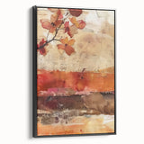 Black and white landscape painting on framed canvas, depicting a vintage-style autumn scene, suitable for bedroom decor.