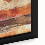 Close-up of extra-large framed canvas featuring a textured, black wall art with colorful, abstract fall motifs.