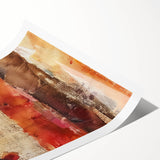 Extra large wall art featuring line art flowers in autumnal colors on a rolled canvas, ideal for large living room decor.