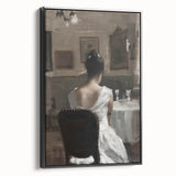 Abstract figurative artwork in a black frame, showcasing vibrant colors and intricate patterns, ideal for modern home decor and artistic expression.