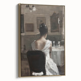 Framed abstract figurative canvas art showcasing a gold side view, perfect for modern home decor, adding elegance and sophistication to any space.
