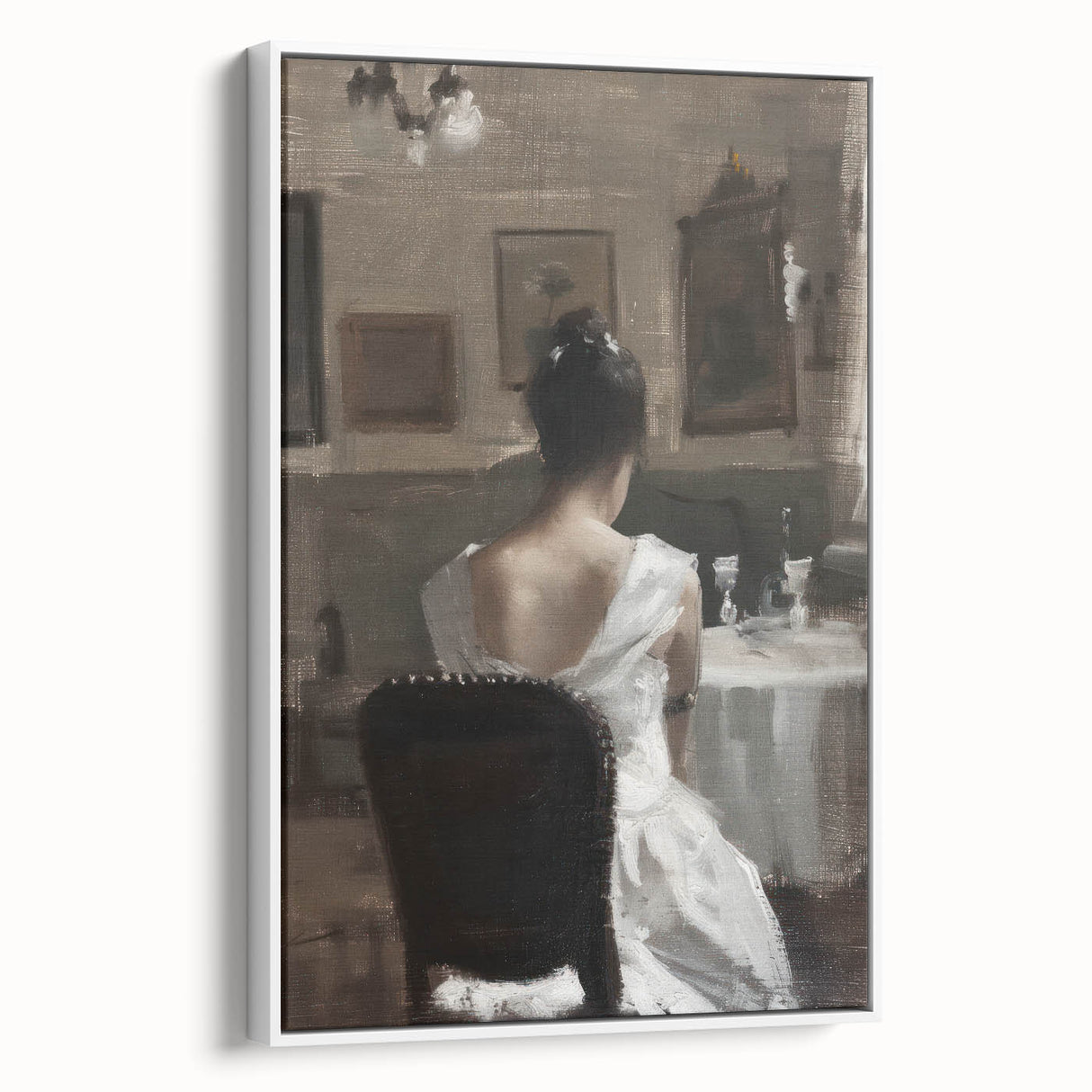 Abstract figurative wall art design in a white frame, showcasing vibrant colors and fluid shapes, ideal for modern home decor and artistic expression.