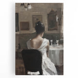 Abstract figurative stretched canvas artwork showcasing vibrant colors and dynamic shapes, perfect for modern interior decor, adding an artistic touch to any space.